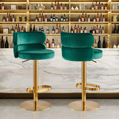 Giacamoz Adjustable Height Swivel Velvet Counter and Bar stool in Stainless Steel
