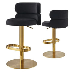 Giacamoz Adjustable Height Swivel Velvet Counter and Bar stool in Stainless Steel
