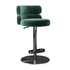 Giacamoz Adjustable Height Swivel Velvet Counter and Bar stool in Stainless Steel