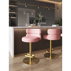 Giacamoz Adjustable Height Swivel Velvet Counter and Bar stool in Stainless Steel