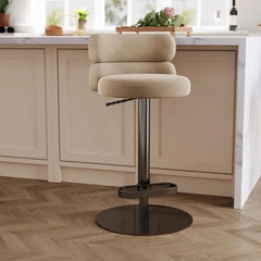 Giacamoz Adjustable Height Swivel Velvet Counter and Bar stool in Stainless Steel