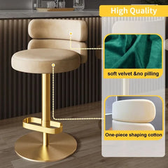 Giacamoz Adjustable Height Swivel Velvet Counter and Bar stool in Stainless Steel