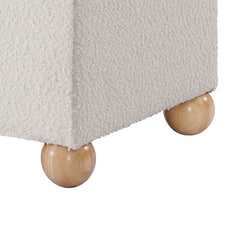Boucle Storage Bench With Solid Wood Ball Feet - Wooden Bazar