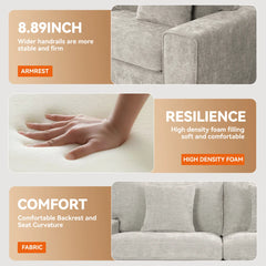 Nikos Modern Style 3 Seater Square Arm Sofa Upholstered Couch