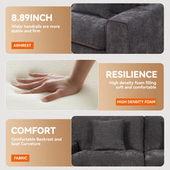 Nikos Modern Style 3 Seater Square Arm Sofa Upholstered Couch