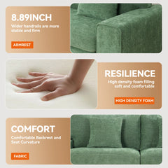 Nikos Modern Style 3 Seater Square Arm Sofa Upholstered Couch