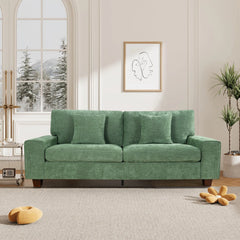 Nikos Modern Style 3 Seater Square Arm Sofa Upholstered Couch