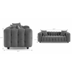Lenzi Modern Square Arms Chesterfield Sofa - WoodenBazar