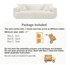 Kelibor Modern Style 3Seater Sofa in boucle fabric - Wooden Bazar