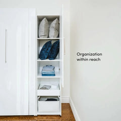 High-Gloss Scratch-Resistant Murphy Bed and Storage Cabinet with Door and Pull-Out Shelf