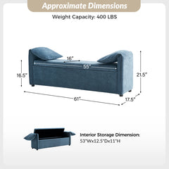 Gangun Upholstered Storage Bench with Pillows Designed to Resemble Elephant Ears