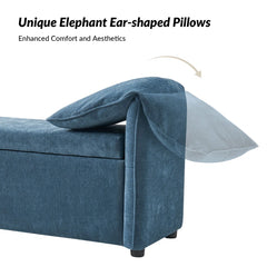 Gangun Upholstered Storage Bench with Pillows Designed to Resemble Elephant Ears