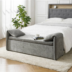 Gangun Upholstered Storage Bench with Pillows Designed to Resemble Elephant Ears