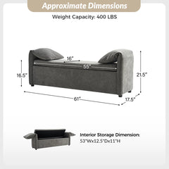 Gangun Upholstered Storage Bench with Pillows Designed to Resemble Elephant Ears