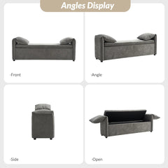 Gangun Upholstered Storage Bench with Pillows Designed to Resemble Elephant Ears