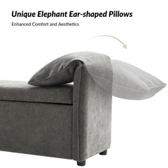 Gangun Upholstered Storage Bench with Pillows Designed to Resemble Elephant Ears