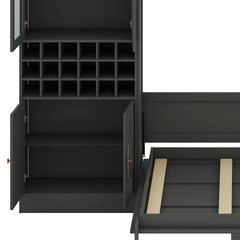 Murphy Bed Wall Bed With Sofa , Shelves USB & Light - Wooden Bazar