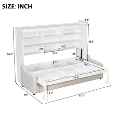 Murphy Bed With Sofa And Led Light - Wooden Bazar