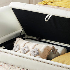 Dynamic Faux Leather Upholstered Storage Bench - Wooden bazar