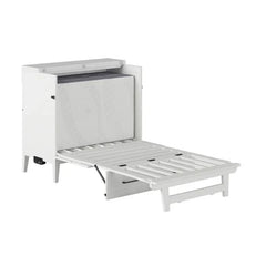 Solid Wood Murphy Bed Chest with 6" Mattress and Built-in Charger