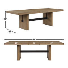 Extendable Oak Trestle Wood Dining Table - Wooden Bazar
