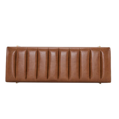 Glexico Modern Channel Tufted Bench With Gold Base