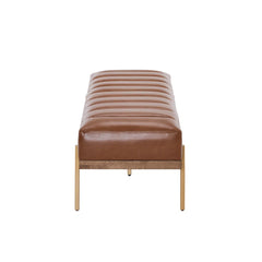 Glexico Modern Channel Tufted Bench With Gold Base