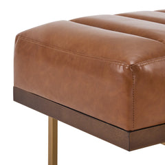 Glexico Modern Channel Tufted Bench With Gold Base