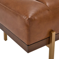 Glexico Modern Channel Tufted Bench With Gold Base