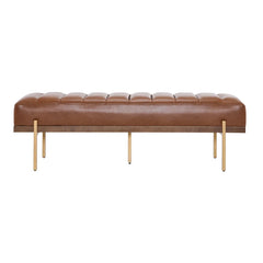 Glexico Modern Channel Tufted Bench With Gold Base