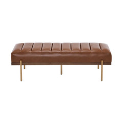 Glexico Modern Channel Tufted Bench With Gold Base