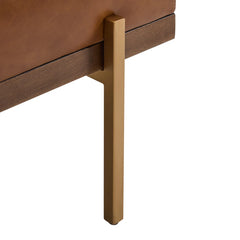 Glexico Modern Channel Tufted Bench With Gold Base