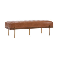 Glexico Modern Channel Tufted Bench With Gold Base
