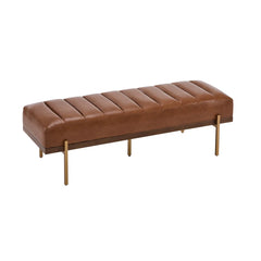 Glexico Modern Channel Tufted Bench With Gold Base