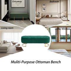 Velvet Storage Bench with Gold Legs - Wooden Bazar