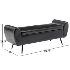 Savin Vegan Leather Storage Bench Storage Ottoman for King Size Bed - Wooden Bazar