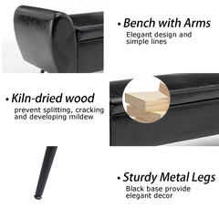 Savin Vegan Leather Storage Bench Storage Ottoman for King Size Bed - Wooden Bazar