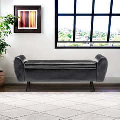 Savin Vegan Leather Storage Bench Storage Ottoman for King Size Bed - Wooden Bazar