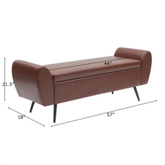 Savin Vegan Leather Storage Bench Storage Ottoman for King Size Bed - Wooden Bazar