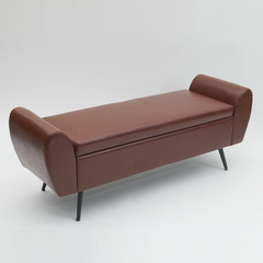 Savin Vegan Leather Storage Bench Storage Ottoman for King Size Bed - Wooden Bazar