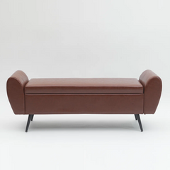 Savin Vegan Leather Storage Bench Storage Ottoman for King Size Bed - Wooden Bazar