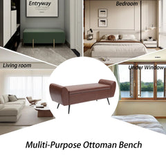 Savin Vegan Leather Storage Bench Storage Ottoman for King Size Bed - Wooden Bazar