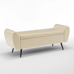 Savin Vegan Leather Storage Bench Storage Ottoman for King Size Bed - Wooden Bazar