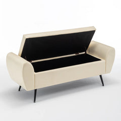 Savin Vegan Leather Storage Bench Storage Ottoman for King Size Bed - Wooden Bazar