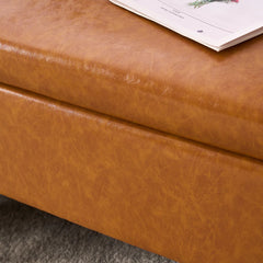 Savin Vegan Leather Storage Bench Storage Ottoman for King Size Bed - Wooden Bazar
