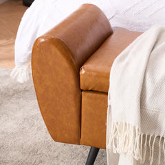 Savin Vegan Leather Storage Bench Storage Ottoman for King Size Bed - Wooden Bazar