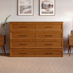 Wood Murphy Bed Chest with Storage Drawer, Built-in Charging station and Mattress
