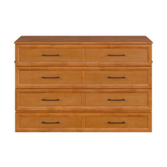 Wood Murphy Bed Chest with Storage Drawer, Built-in Charging station and Mattress