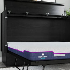 Queen Trifold Cabinet Murphy Bed with Memory Foam Mattress and Storage Drawers
