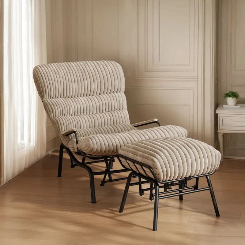 Plush Corduroy Glider Rocking Chair with Ottoman Footrest